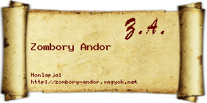 Zombory Andor névjegykártya
